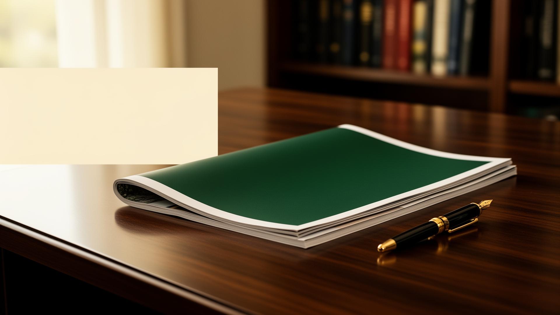 Premium Healthcare Investor Magazine print edition on a walnut executive desk with fountain pen — independent UK healthcare investment intelligence